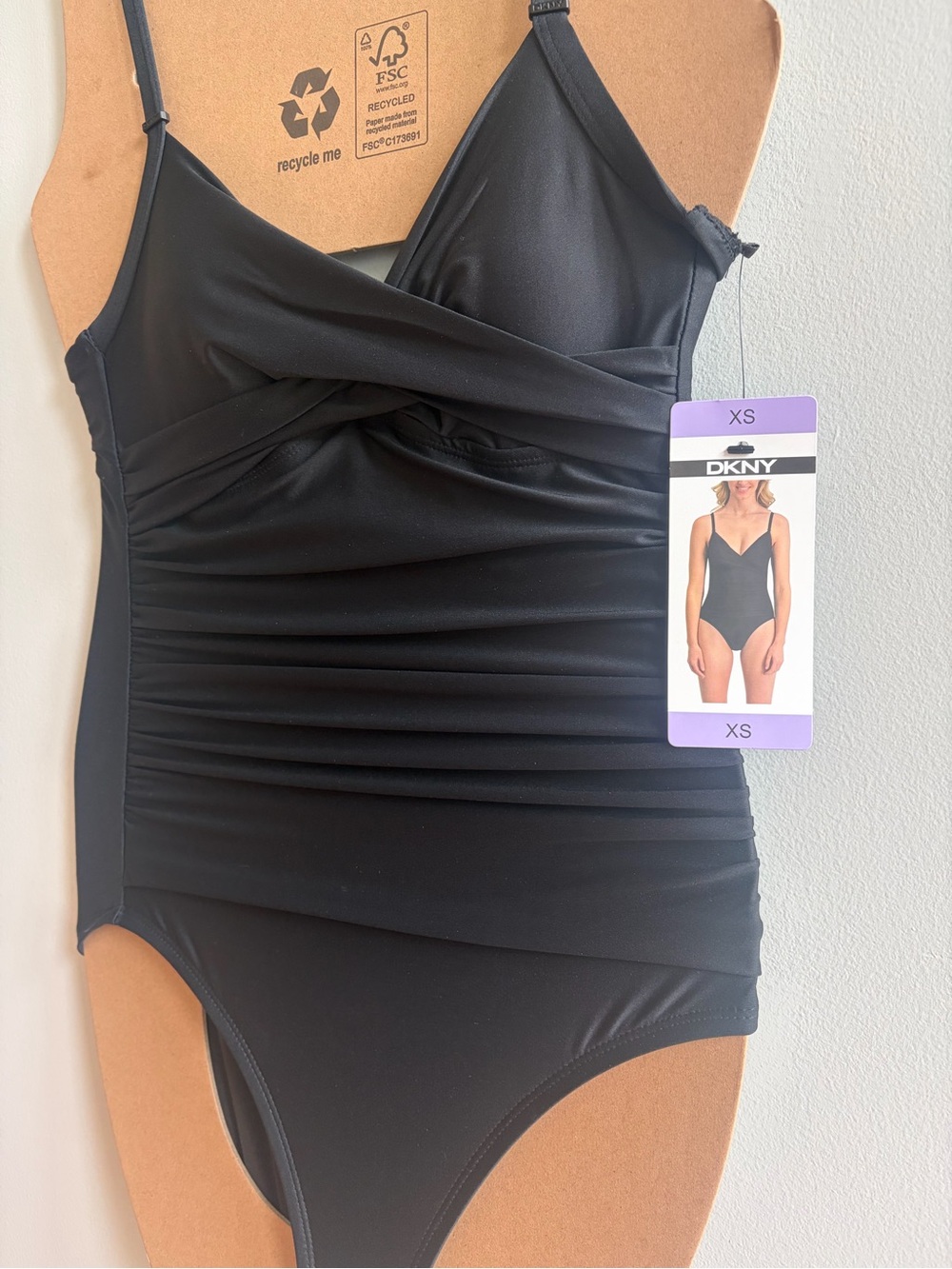 NWT DKNY Black One-Piece Swimsuit - Picture 4 of 7